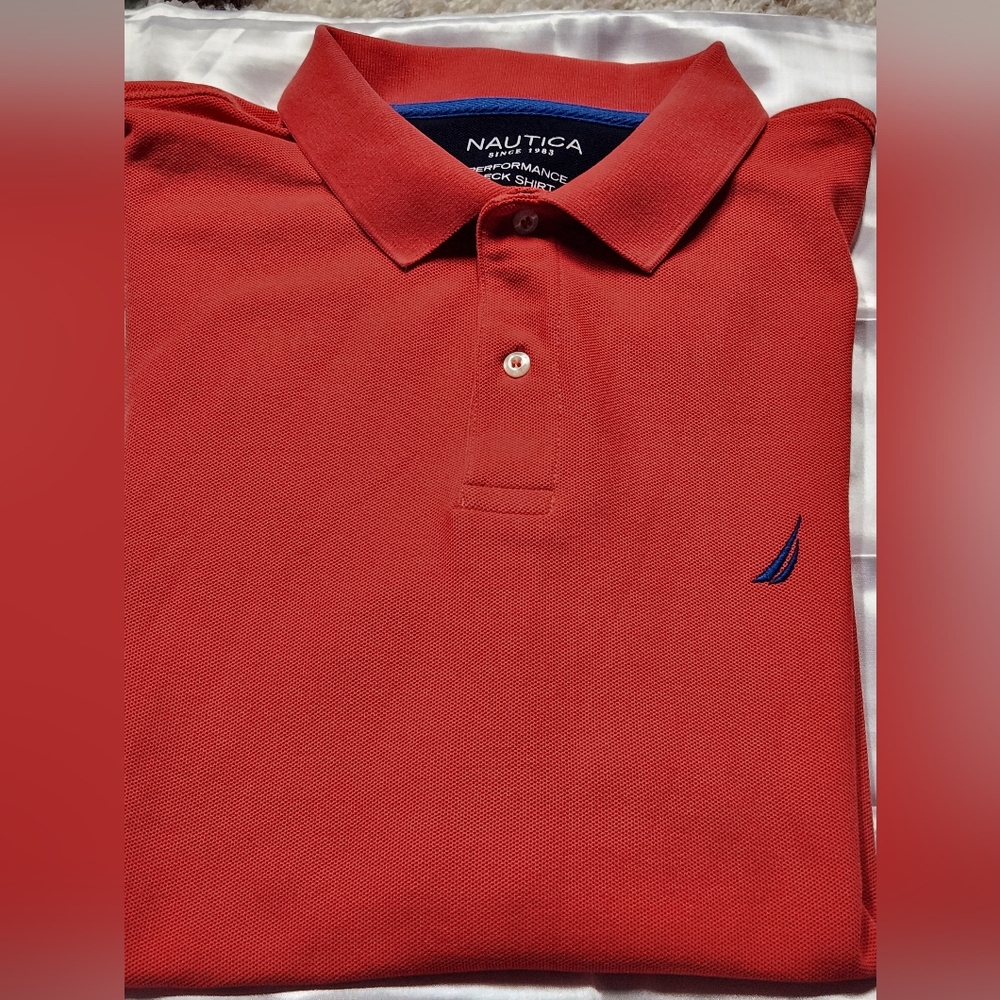 Nautica Mens Short Sleeve Polo Shirt Cotton Classic Size XL Nautical Red